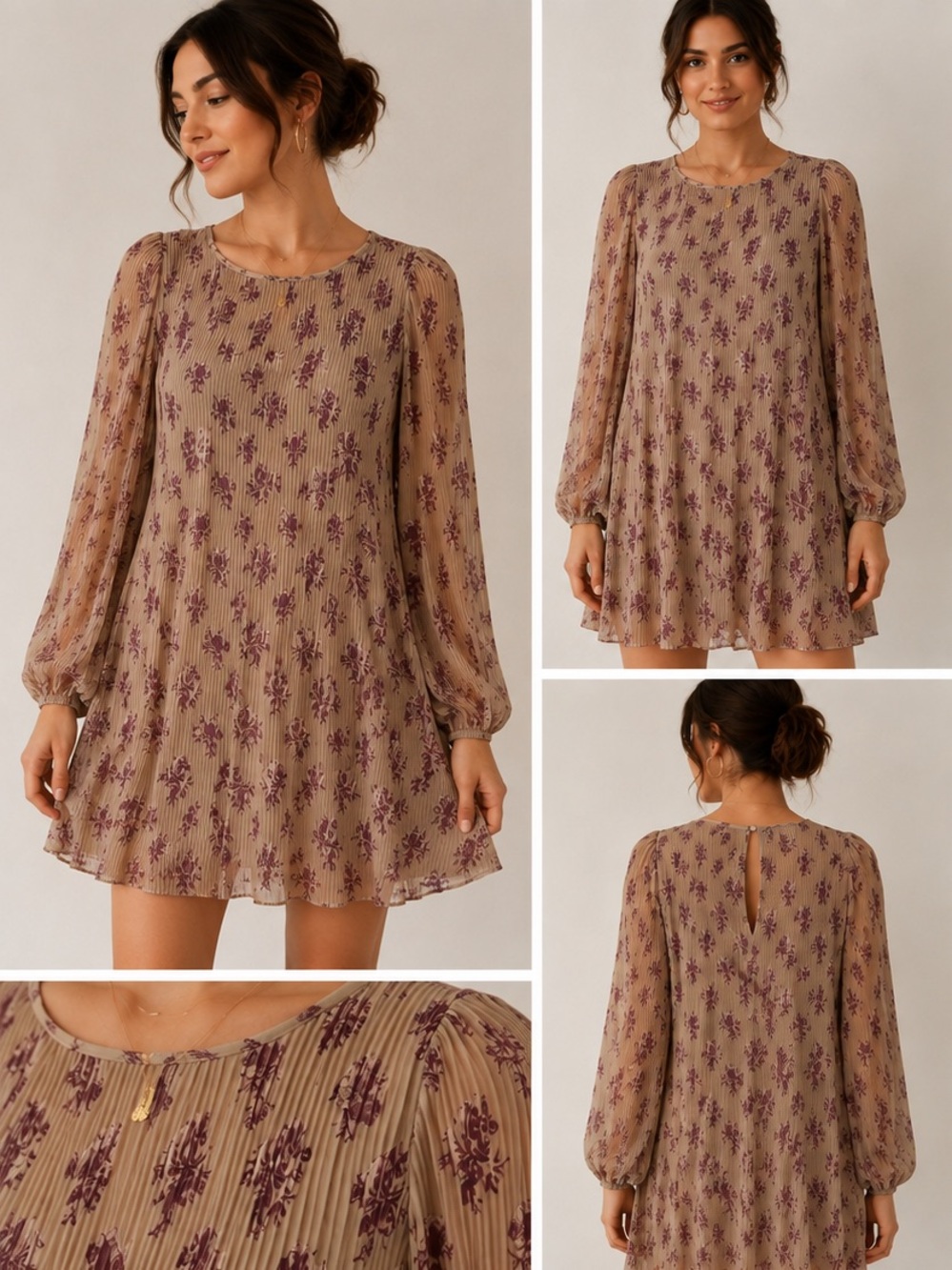 Aritzia Wilfred Daydreamer Floral Pleated Chiffon Mini Dress XS